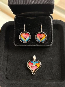 Set orecchini pendenti cuore diamante smalto oro 14 carati Magick Fusager LIMITATO - Foto 1 di 24