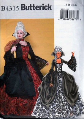 Butterick B4315 Historical Costume Dress Sewing Pattern Sizes 14-20 - Image 1 of 2
