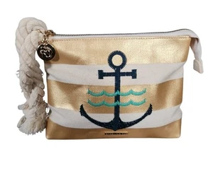 Muñequera cuerda ancla tropical SPARTINA 449 lona con puntas doradas y blancas usada en excelente estado - Imagen 1 de 7