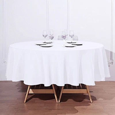10 WHITE 90" ROUND POLYESTER TABLECLOTHS Wholesale Tabletop Decorations SALE - Image 1 of 4