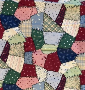 Unbranded Patchwork Fabric Multicolor Cheater Quilt 44” x BTY - Picture 1 of 2