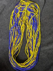 2x Elegant African Elastic blue&yellow Waist beads/belly chain 1sized fit 31.5in - Picture 1 of 4