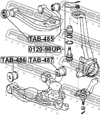 FEBEST 2003-2023 Toyota Hilux передний верхний рычаг управления втулка TAB-485 - Изображение 1 из 2