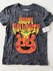 Pokemon Jungen grau Pikachu Kürbis Halloween T-Shirt Tee Shirt XS - Bild 1 von 3