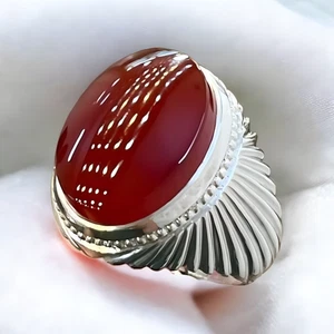 Natürlicher jemenitischer Aqeeq Silberring, Silber Handarbeit Schmuck, 925 Sterling Silber - Bild 1 von 4