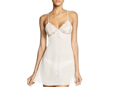 Nuevo sin etiquetas Heidi Klum M Valerie seda y pestañas encaje Slip Chemise marfil 128344 Foto 1 de 3