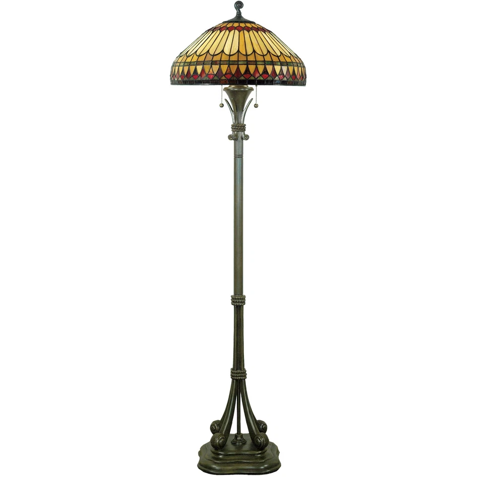 Quoizel TF9320BB 2-light Tiffany Floor Lamp in Brushed Bullion