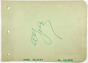 AL JOLSON Signed Autograph 4x6 ALBUM PAGE The Jazz Singer The Singing Fool 1937 - Picture 1 of 4