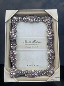 Joyas Decorativas Belle Maison Cristales Genuinos Marco de Fotos 4x6" Foto Nuevo de Lote Antiguo - Imagen 1 de 2