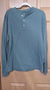 J. Crew Mens Sz XL Green Henley Long Sleeve Knit Cotton Pullover Shirt - Picture 1 of 7
