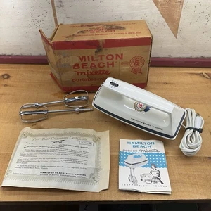 Vintage Scovill Hamilton Beach Mixette Portable Mixer Model 86 White (Works!) - Picture 1 of 15
