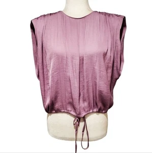 Naked Zebra Crop Top Größe Small ärmellos vorne zum Binden geraffte Schulter Bluse - Bild 1 von 10