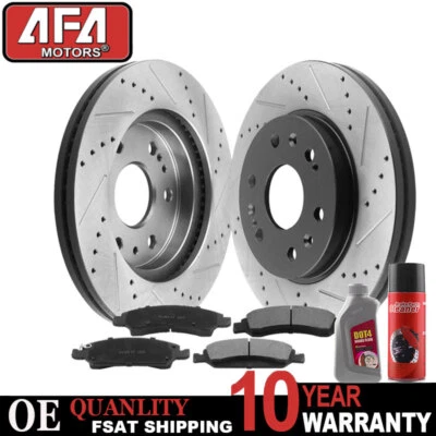 Rotores de freno delanteros perforados y pastillas de cerámica para Chevy Silverado GMC Sierra 1500 Foto 1 de 4