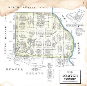 1907 WARRANTEE ATLAS OF LAWRENCE COUNTY, PENNSYLVANIA-MAP OF BIG BEAVER TP.