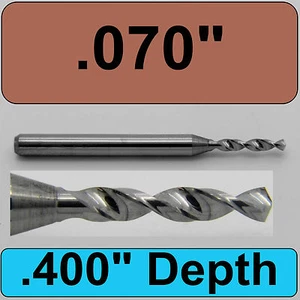#50 (.0700") Diameter Solid Carbide Micro Drill 1/8" Shank Kyocera #105-0700.400 - Picture 1 of 4