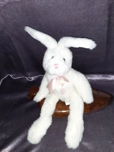 Sasco Inc Kellogg Co 1997 White Bunny Rabbit Plush Toy Pink Bow 12” Cereal Promo - Picture 1 of 5