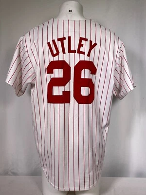 Camiseta deportiva Chase Utley #26 Philadelphia Phillies MLB majestuosa a rayas rojas para hombre XL Foto 1 de 4