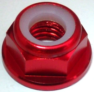 Tuerca M6 Aluminio ANODIZADO Aleación Brida Nylon Inserto Tuerca de Bloqueo ROJO 5 piezas - Imagen 1 de 3