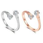 Ring Open Rose Gold Crystals Eternity Engagement Women Sliver Plated Adjustable