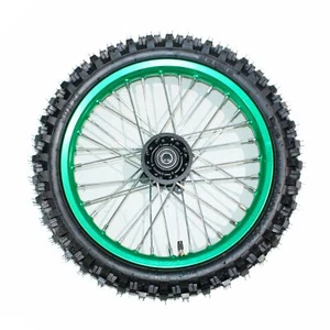 GREEN 12mm Axle 60/100 - 14 14" Inch Front Wheel Rim Tyre Tire PIT PRO Dirt Bike - Picture 1 of 7