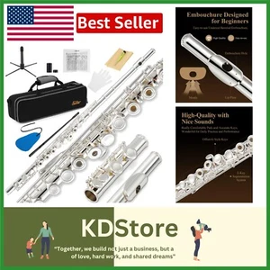 Silver Cupronickel Flute for Beginners – 16 Keys, Cleaning Kit & Accessories - Picture 1 of 9