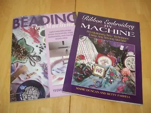 Lot of 2 Books Ribbon Embroidery & Beading by Machine Sewing Embellishment Craft - Picture 1 of 8