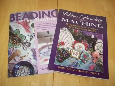 Lot of 2 Books Ribbon Embroidery & Beading by Machine Sewing Embellishment Craft - Image 1 of 4