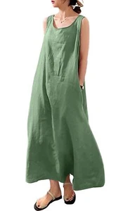 Women's Summer Casual Sleeveless Cotton Sun Dress Maxi Tunic Tank Beach Dress... - Picture 1 of 4