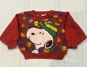 Vintage 90s Snoopy Peanuts Sweatshirt Christmas Toddler 24 Mths Holiday Santa - Bild 1 von 12