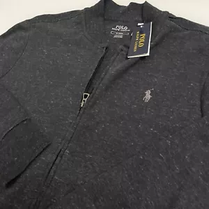 Polo Ralph Lauren Full Zip Bomber Sweater Track Jacket Mens Med Dark Gray NWT - Picture 1 of 9