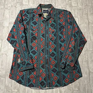 Camisa Western Vintage Wrangler Brushpopper Suroeste Azteca Multicolor XL AT9 - Imagen 1 de 6