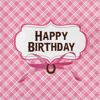 Pink Napkins Girls Horse Birthday Party Lunch Napkins 16ct Girls Birthday Supply - Image 1 of 3