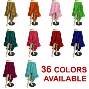 Cotton Flamenco Skirts Belly Dance Asym high & low Gypsy Tiered 12 Yard Ruffle - Picture 1 of 39