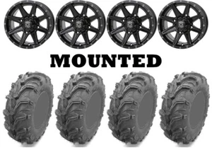 Kit 4 EFX MotoMax Tires 27x12-14 on Frontline 308 Gloss Black Wheels FXT - Picture 1 of 5