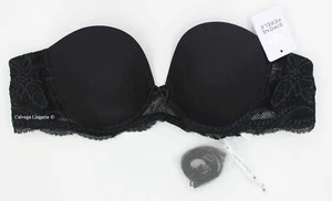 Nuevo con etiquetas SIMONE PERELE 12E302 ""Eden"" acolchado inmersión sin tirantes, sujetador de encaje, negro - Imagen 1 de 10