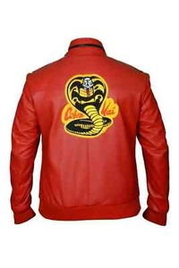 Johnny Lawrence Cobra Style Karate Cosplay Costume Red Leather Jacket For Men - Picture 1 of 3