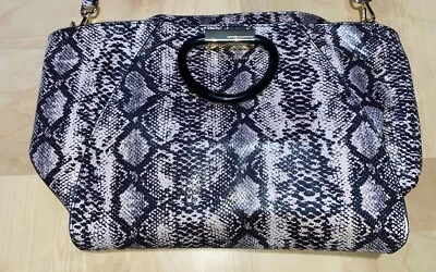 Bolso de mano grande Christian Siriano vintage negro tostado estampado serpiente Foto 1 de 4