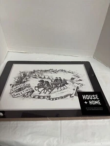 Set of 4 Christmas Cork Back Placemats Black/White Sleigh 16x12 in *NEW* SEALED - Picture 1 of 4