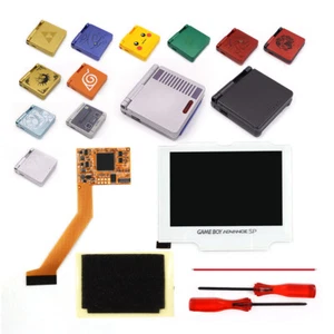 Kit de pantalla de retroiluminación LCD IPS V2 carcasa precortada lente blanca para Game Boy Advance SP - Imagen 1 de 46