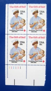 Sc # 1910 ~ Plate # Block ~ 18 cent Red Cross, 100th Anniversary Issue (ei19) - Picture 1 of 1