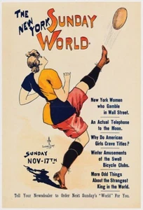1895 Vintage The NY Sunday World Lithographie Poster Digital Download ungerahmt - Bild 1 von 1