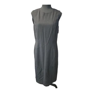 Abito donna Calvin Klein nero gessato lunghezza media senza maniche taglia 10 nuovo con etichette $148 - Foto 1 di 9