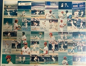 1974 CINCINNATI REDS COMPLETE TEAM COLLAGE W/ FACSIMILE AUTOGRAPHS - Picture 1 of 6