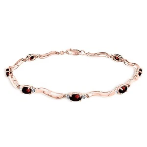 14K. SOLID GOLD TENNIS BRACELET WITH NATURAL DIAMONDS & GARNETS - Picture 1 of 21