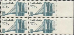 Block of 4 stamps - Scott 2041 - 20 cent - Brooklyn Bridge - 1983 - MNH - Picture 1 of 1