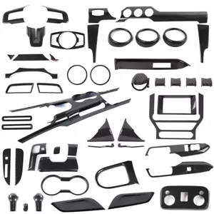 Full Interior Center Console Trim Cover Kit for Ford Mustang 2015+ Carbon Fiber - Picture 1 of 44