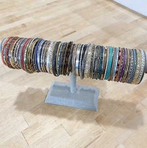 Lot of 98 Cuff Bracelets Vtg to Mod Bangles Colored Costume Jewelry Wear Repair - Picture 1 of 9