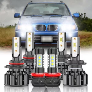 For BMW X5 2002 2003 2004 6X LED Headlight High Low + Fog Light Bulbs Combo Kit - Picture 1 of 16