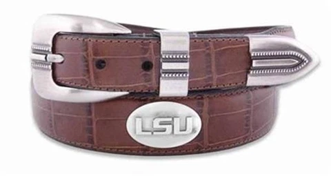 ZeppelinProducts LSU-BOLPTCRC-TAN-42 LSU Concho Croc Tan Leather Belt- 42 Waist Cover