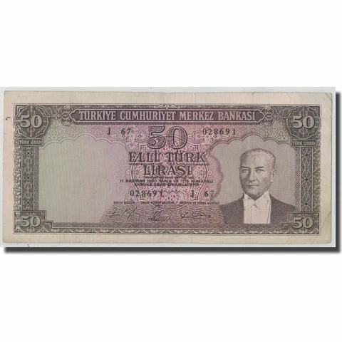 [#316698] Banknote, Turkey, 50 Lira, L.1930, 1951-12-01, KM:162a, VF Cover